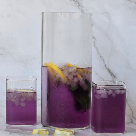 Naturally coloured purple drink made with Yes Superfood black carrot powder