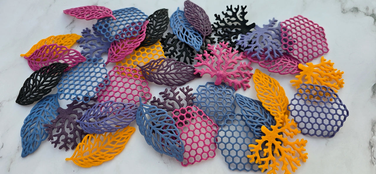 Colourful pastry tuiles made with natural colour powders for creative desserts and gastronomy