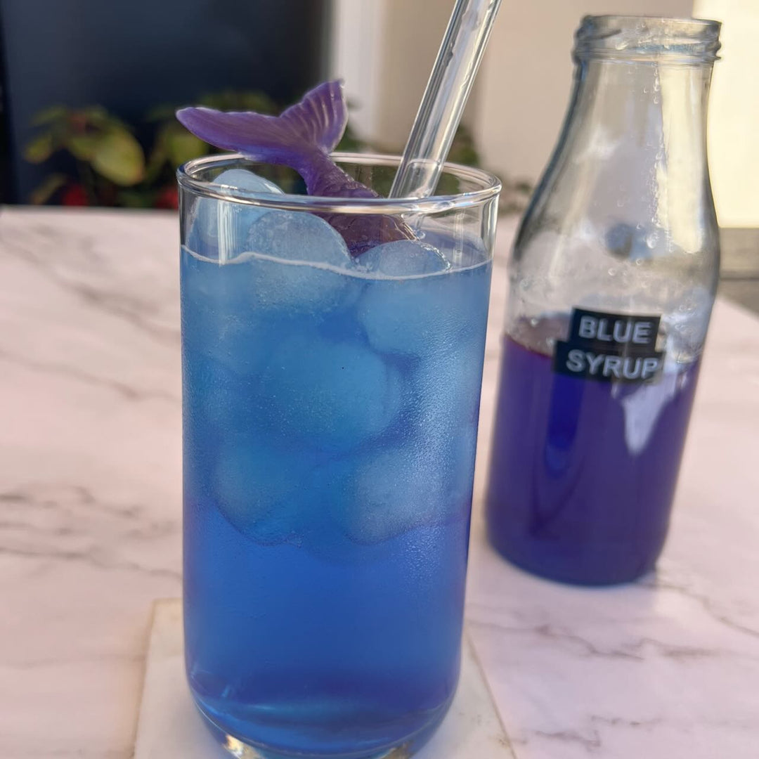 Blue Spirulina iced drink made with natural plant-based colour powder by Yes Superfood