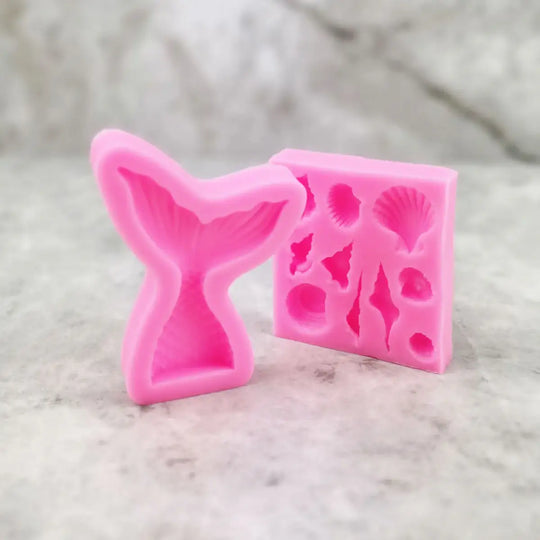 Mermaid and seashell silicone molds natural food coloring powder